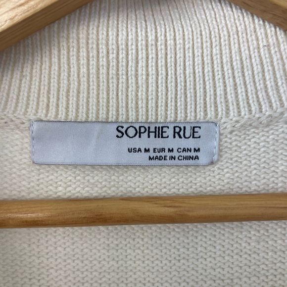 Sophie Rue Cropped Collared Cream and Black Stripped Sweater - Picture 4 of 6